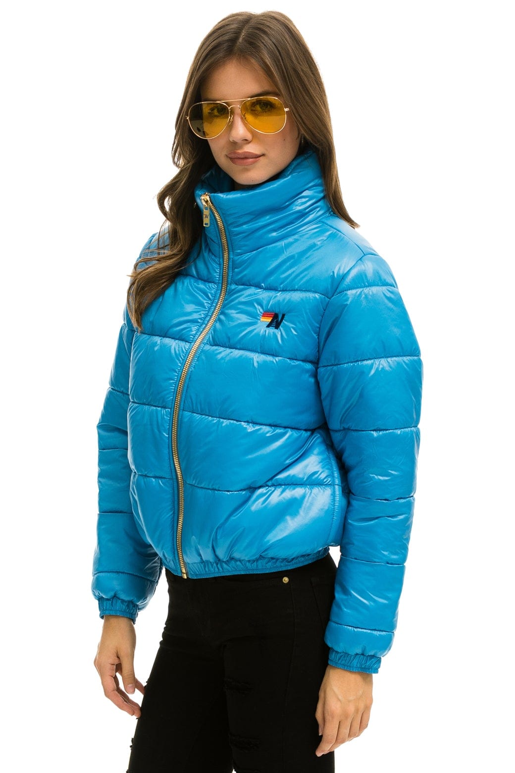 WOMEN'S BOLT LUXE APRES PUFFER JACKET - GLOSSY OCEAN Jacket Aviator Nation
