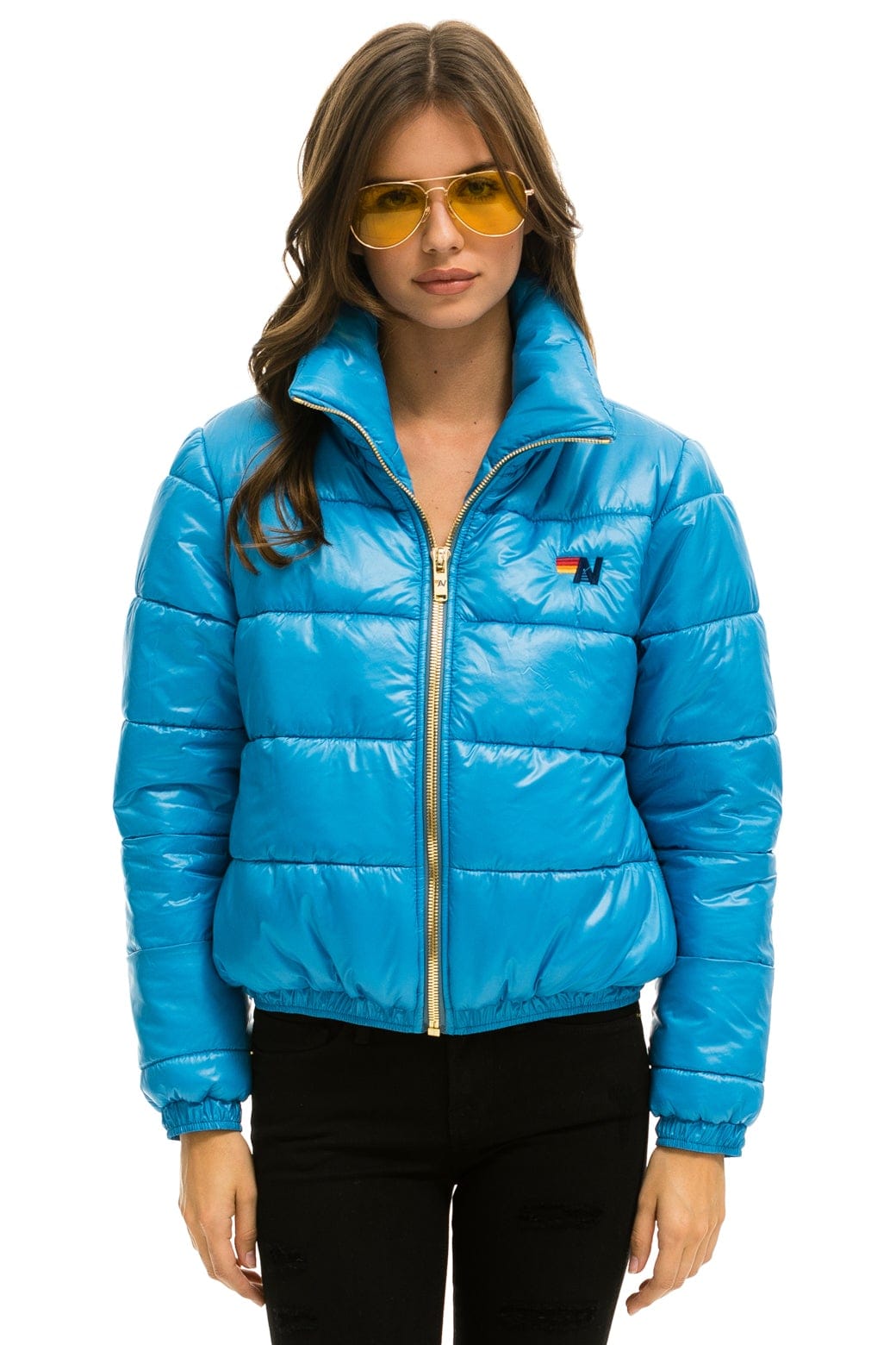 WOMEN'S BOLT LUXE APRES PUFFER JACKET - GLOSSY OCEAN Jacket Aviator Nation