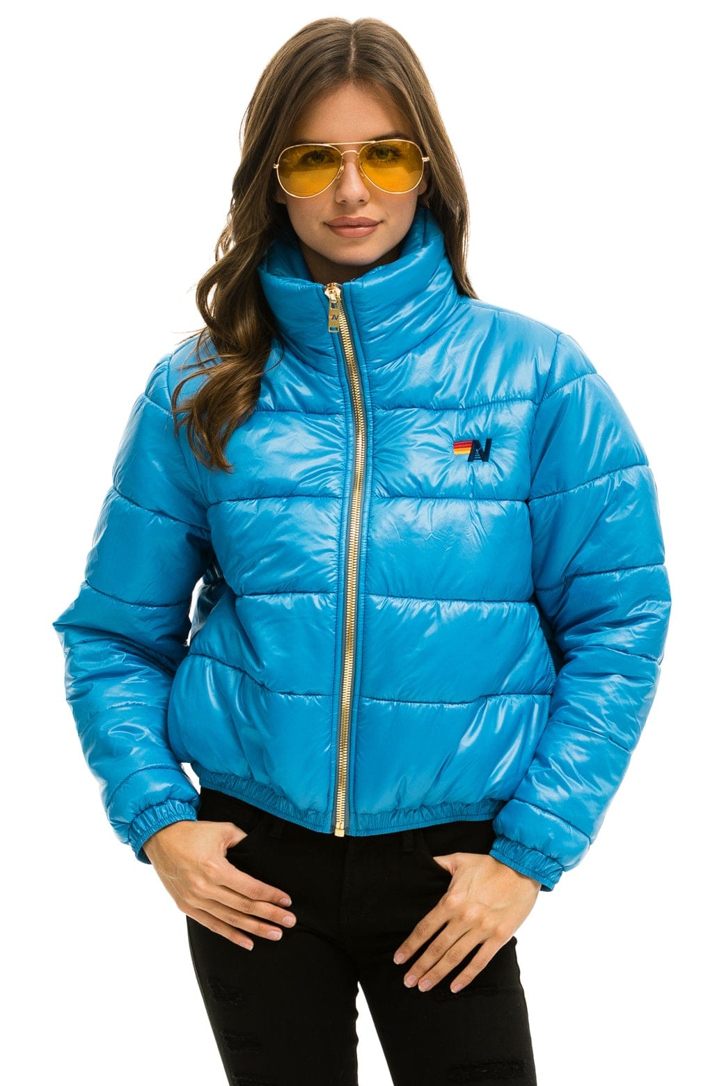 WOMEN'S BOLT LUXE APRES PUFFER JACKET - GLOSSY OCEAN Jacket Aviator Nation