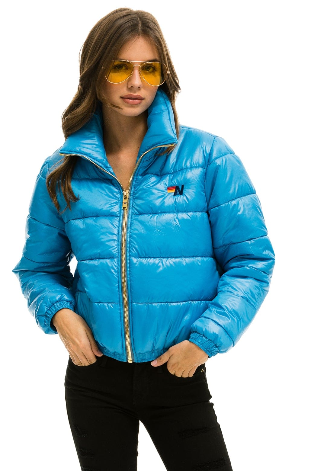 WOMEN'S BOLT LUXE APRES PUFFER JACKET - GLOSSY OCEAN Jacket Aviator Nation
