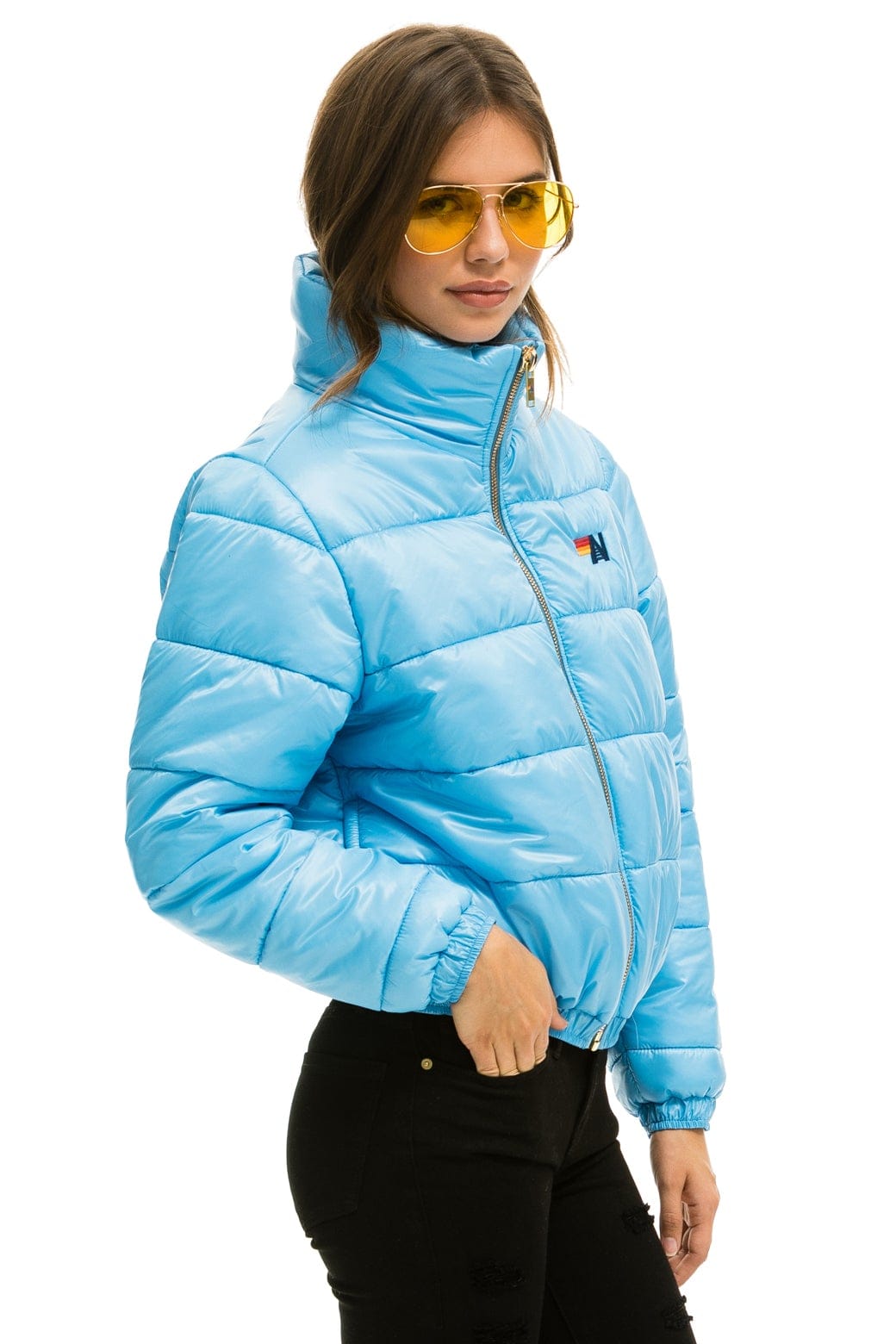 WOMEN'S BOLT LUXE APRES PUFFER JACKET - GLOSSY SKY Jacket Aviator Nation