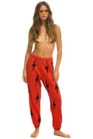 WOMEN'S BOLT STITCH REPEAT SWEATPANTS - RED // BLACK Womens Sweatpants Aviator Nation