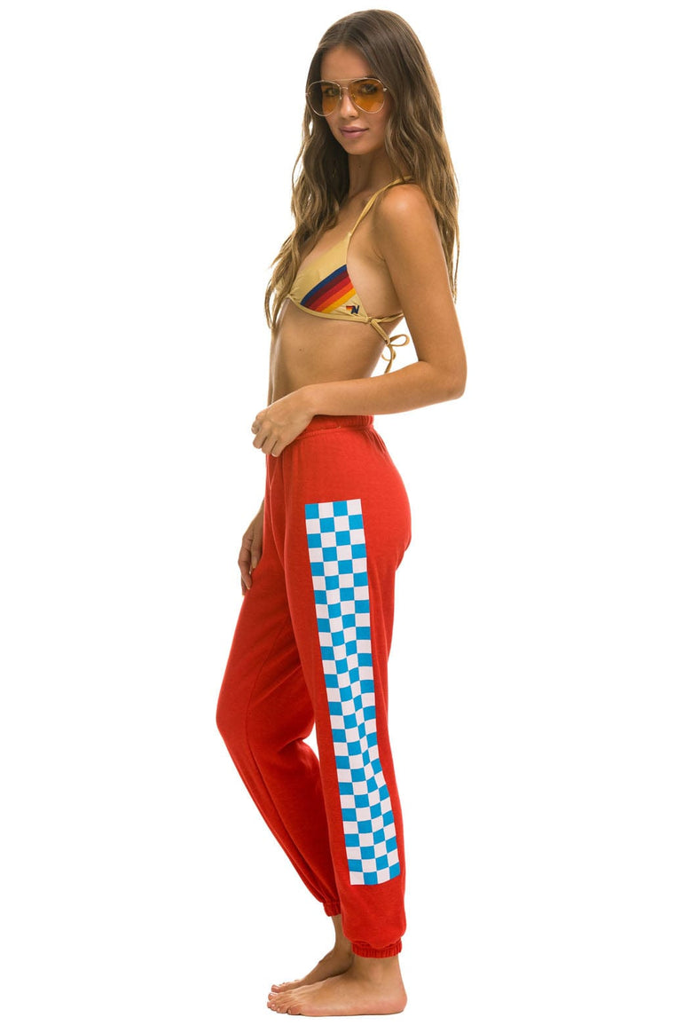 WOMEN'S CHECK LEG SWEATPANTS - RED // WHITE // BLUE Womens Sweatpants Aviator Nation