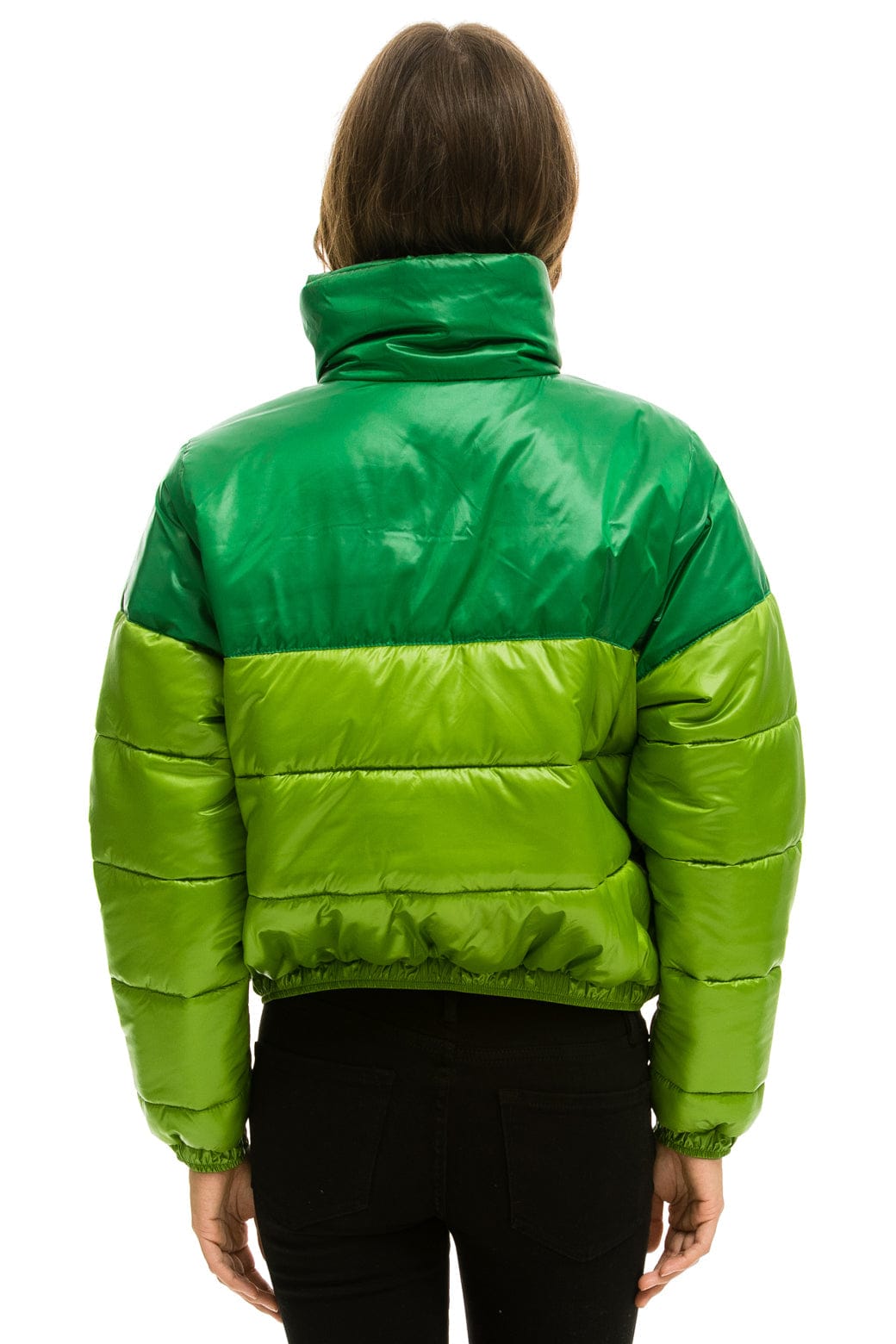 WOMEN'S COLOR BLOCK HALF AND HALF APRES PUFFER JACKET - AMAZON GLOSSY Jacket Aviator Nation