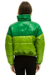 WOMEN'S COLOR BLOCK HALF AND HALF APRES PUFFER JACKET - AMAZON GLOSSY Jacket Aviator Nation