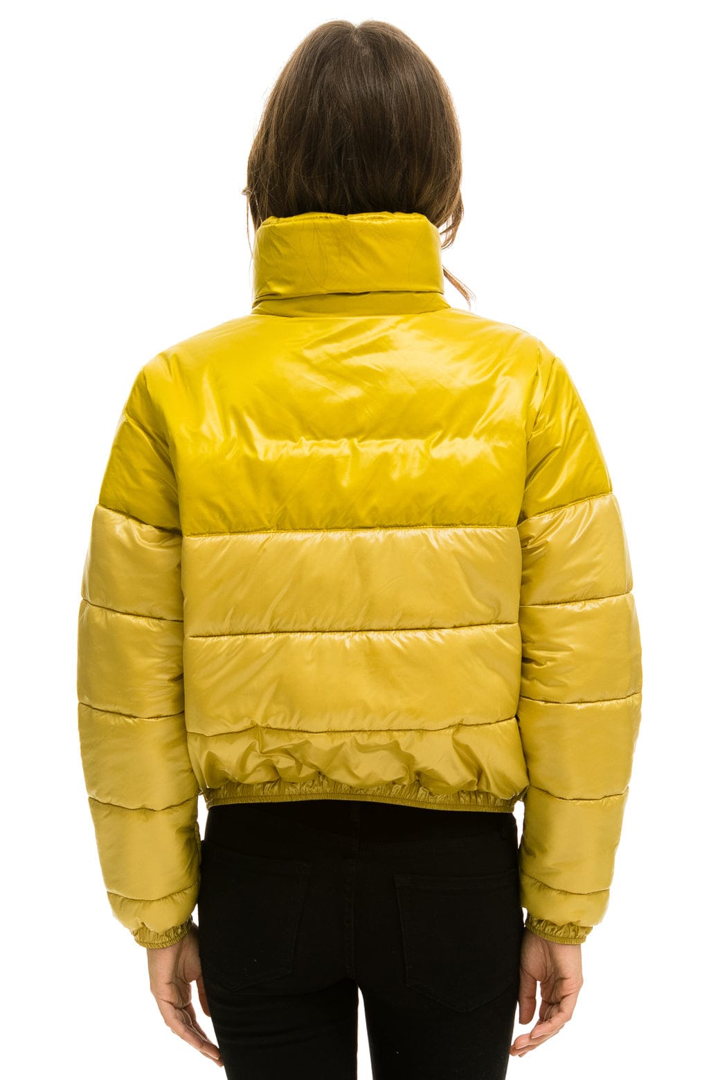 WOMEN'S COLOR BLOCK HALF AND HALF APRES PUFFER JACKET - HONEY GLOSSY Jacket Aviator Nation