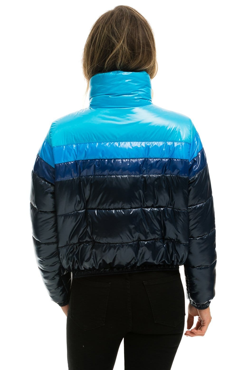 WOMEN'S COLOR BLOCK LUXE APRES PUFFER JACKET - GLOSSY NAVY Jacket Aviator Nation