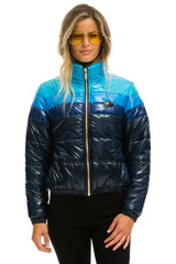 WOMEN'S COLOR BLOCK LUXE APRES PUFFER JACKET - GLOSSY NAVY Jacket Aviator Nation