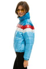 WOMEN'S COLOR BLOCK LUXE APRES PUFFER JACKET - SKY GLOSSY Jacket Aviator Nation