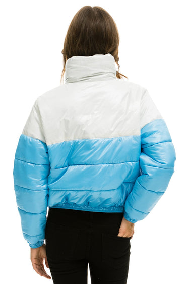 WOMEN'S COLOR BLOCK LUXE APRES PUFFER JACKET - WHITE GLOSSY Jacket Aviator Nation