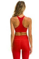 WOMEN'S COLOR BLOCK RACER SPORTS BRA - CHERRY Sports Bra Aviator Nation
