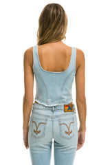 WOMEN'S DENIM TOP ZIP FRONT BUSTIER - SUPER LIGHT Women's Jeans Aviator Nation
