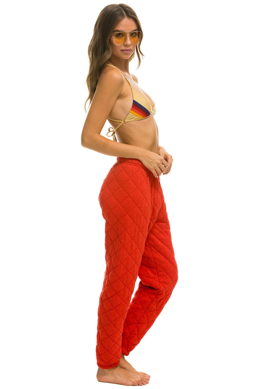 WOMEN'S QUILTED SWEATPANTS - RED Womens Sweatpants Aviator Nation