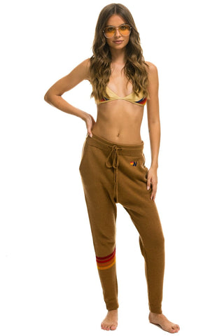 WOMEN'S RAINBOW 4 STRIPE CASHMERE RELAXED FIT PANT - BUTTERSCOTCH Women's Sweatpants Aviator Nation