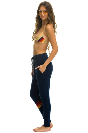 WOMEN'S RAINBOW 4 STRIPE CASHMERE RELAXED FIT PANT - MIDNIGHT Women's Sweatpants Aviator Nation