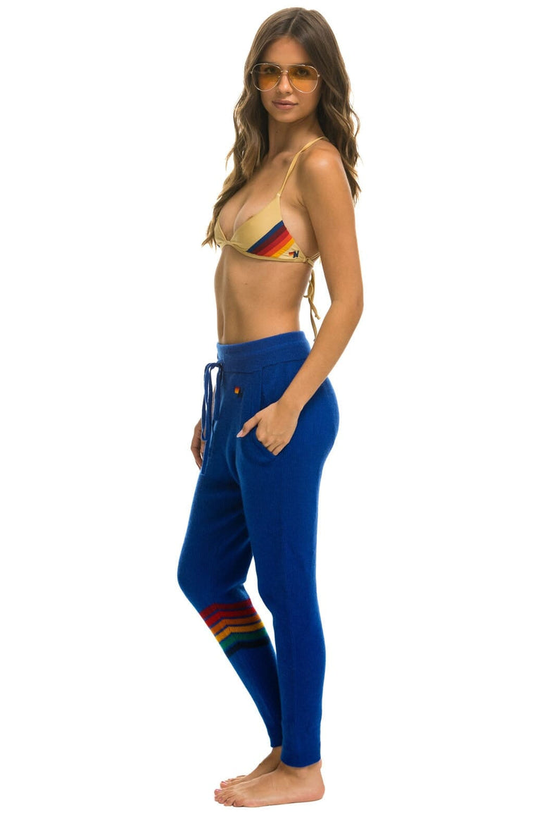 WOMEN'S RAINBOW 6 STRIPE CASHMERE RELAXED FIT PANT - LAPIS Women's Sweatpants Aviator Nation