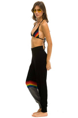 WOMEN'S RAINBOW STRIPE CASHMERE LIGHT SWEATER PANT - BLACK // CHARCOAL Women's Sweatpants Aviator Nation