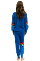 WOMEN'S RAINBOW STRIPE CASHMERE LIGHT SWEATER PANT - VINTAGE BLUE WOMENS Aviator Nation