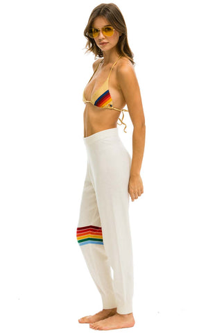 WOMEN'S RAINBOW STRIPE CASHMERE LIGHT SWEATER PANT - VINTAGE WHITE Womens Sweatpants Aviator Nation