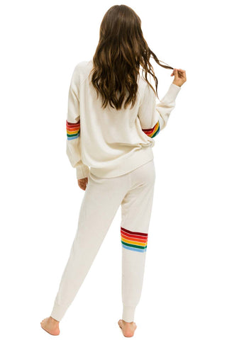WOMEN'S RAINBOW STRIPE CASHMERE LIGHT SWEATER PANT - VINTAGE WHITE Womens Sweatpants Aviator Nation