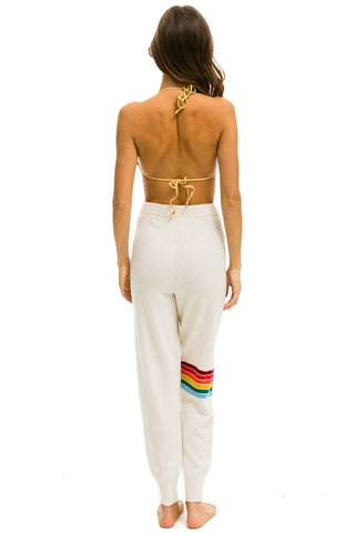 WOMEN'S RAINBOW STRIPE CASHMERE LIGHT SWEATER PANT - VINTAGE WHITE Womens Sweatpants Aviator Nation