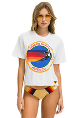 WOMEN'S SIGNATURE ASPEN BOYFRIEND TEE - WHITE Boyfriend Tee Aviator Nation
