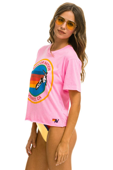 WOMEN'S SIGNATURE BOYFRIEND TEE - NEON PINK Boyfriend Tee Aviator Nation