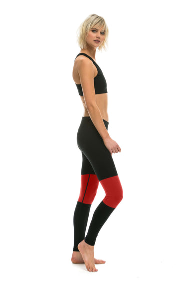 WOMEN'S SPRINTER FULL LENGTH LEGGINGS - BLACK // RED Leggings Aviator Nation