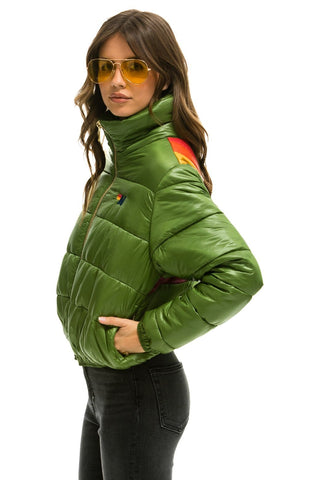 WOMEN'S SUNBURST APRES PUFFER JACKET - GLOSSY GARDEN GREEN Jacket Aviator Nation