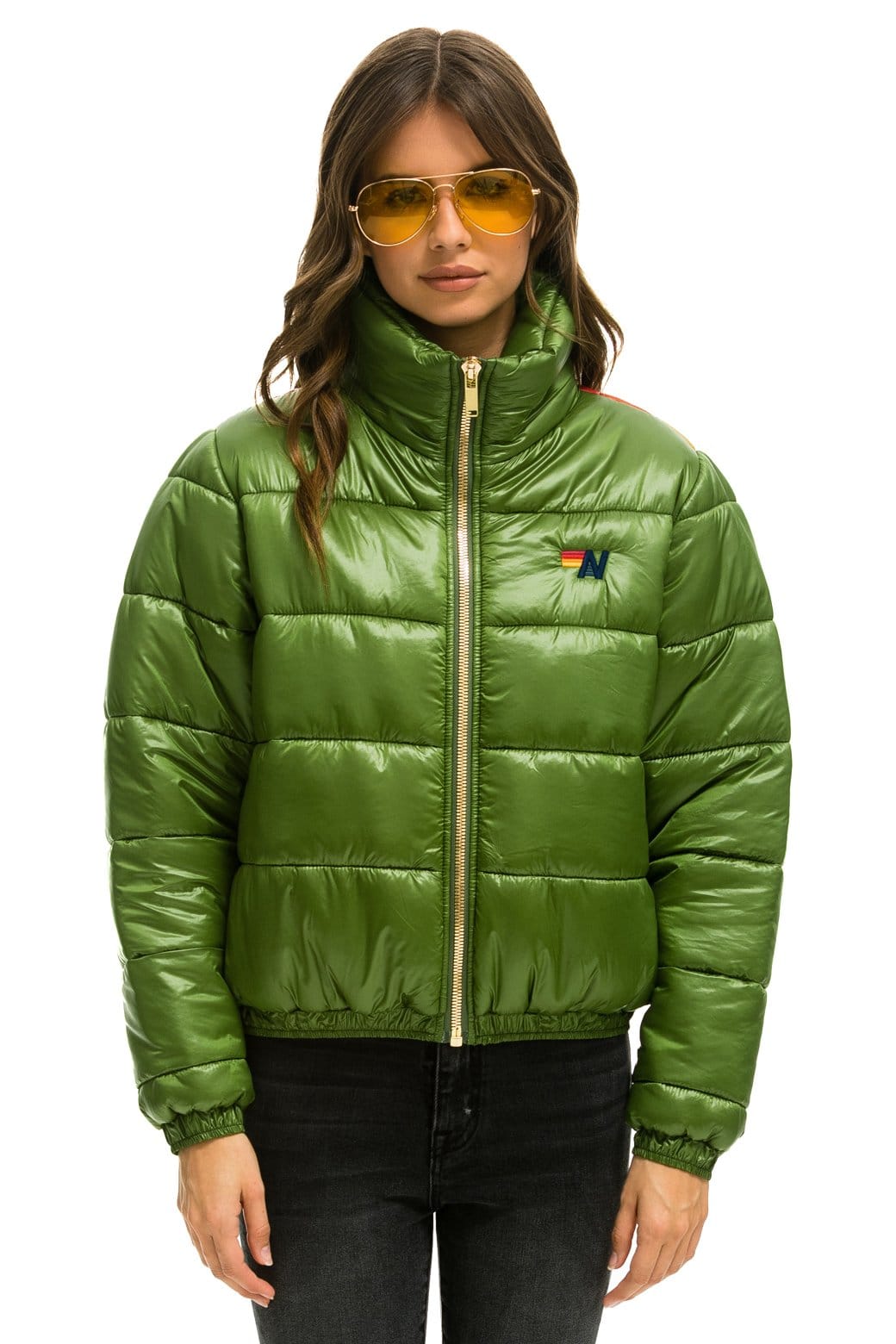 WOMEN'S SUNBURST APRES PUFFER JACKET - GLOSSY GARDEN GREEN Jacket Aviator Nation