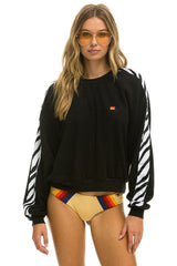 ZEBRA STRIPE RELAXED FIT CREW SWEATSHIRT - BLACK // ZEBRA Sweatshirt Aviator Nation