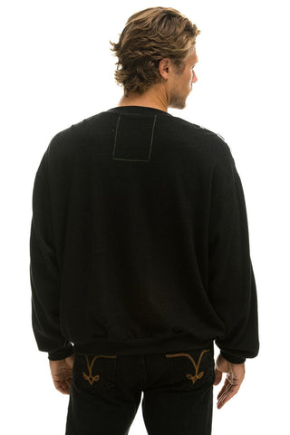 ZEBRA STRIPE RELAXED FIT CREW SWEATSHIRT - BLACK // ZEBRA Sweatshirt Aviator Nation