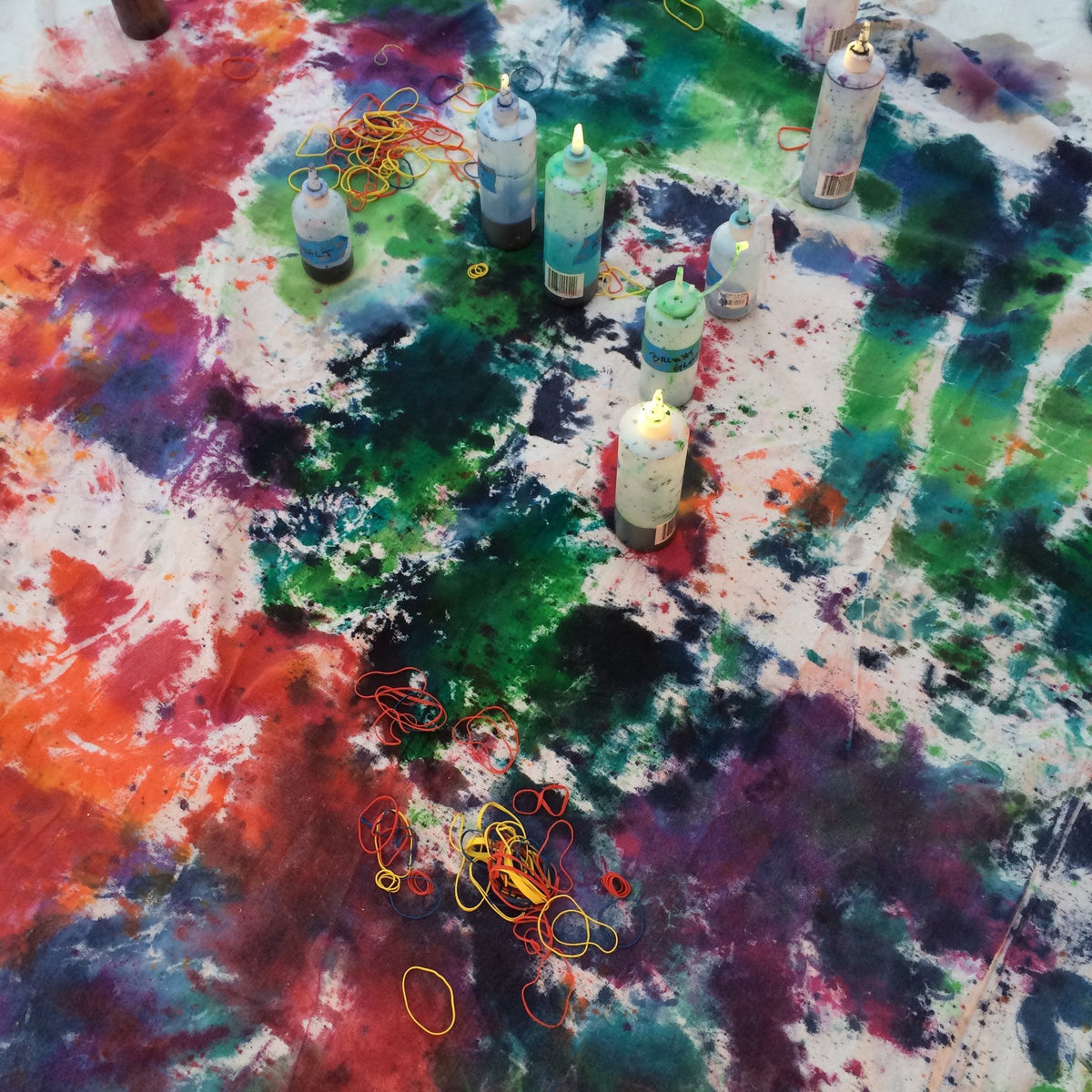 Hand Dyeing 300 Aviator Nation tees for Outside Lands Music Festival