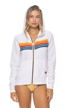 5 STRIPE HOODIE - WHITE