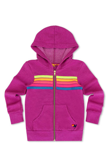 KID'S 5 STRIPE HOODIE - MAGENTA // YELLOW BLUE
