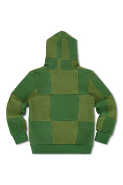 KID'S CHECK QUILTED ZIP HOODIE - JUNGLE GREEN // PALM