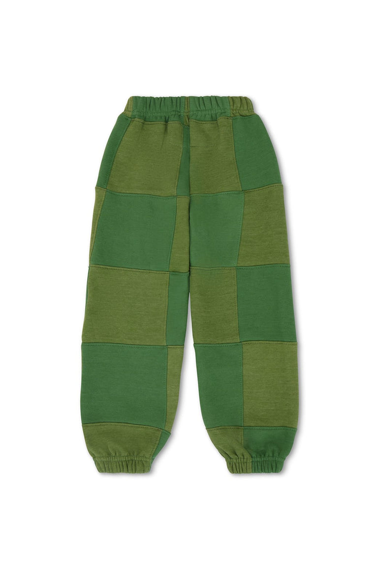 KID'S CHECK QUILTED SWEATPANTS - JUNGLE GREEN / PALM