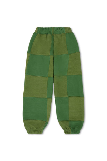 KID'S CHECK QUILTED SWEATPANTS - JUNGLE GREEN / PALM