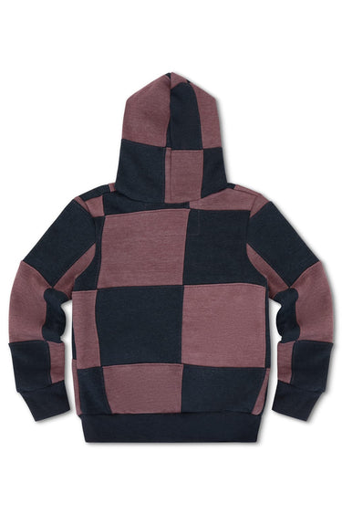 KID'S CHECK QUILTED ZIP HOODIE - CHARCOAL // MOCHA