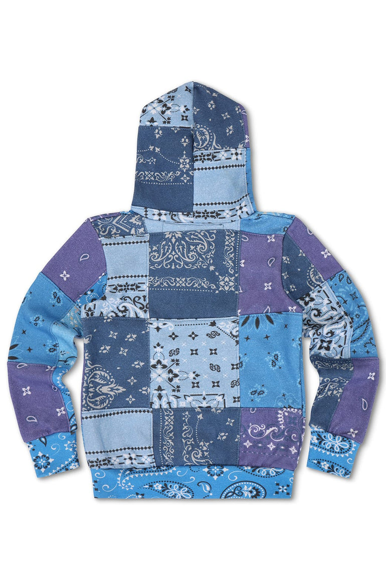 KID'S BANDANA QUILTED ZIP HOODIE - BLUE