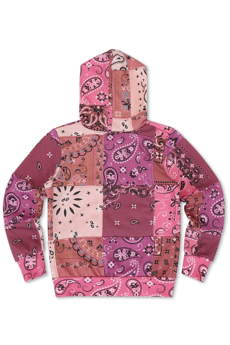 KID'S BANDANA QUILTED ZIP HOODIE - PINK