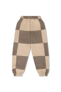 KID'S CHECK QUILTED SWEATPANTS - SAND / TAUPE