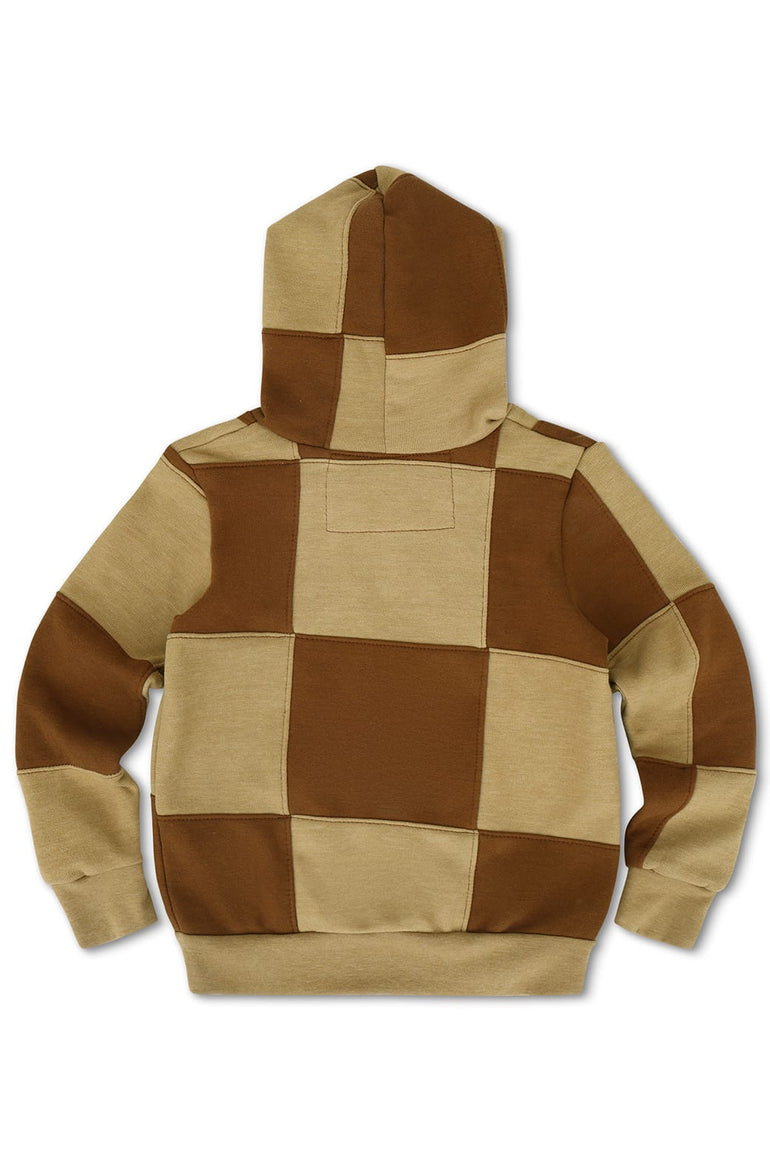 KID'S CHECK QUILTED ZIP HOODIE - TAN / CINNAMON