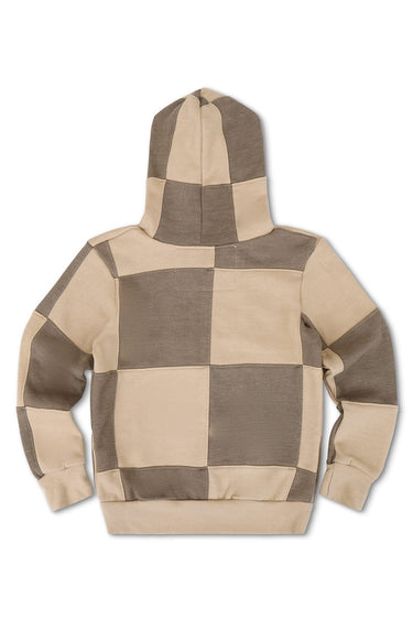 KID'S CHECK QUILTED ZIP HOODIE - SAND / TAUPE