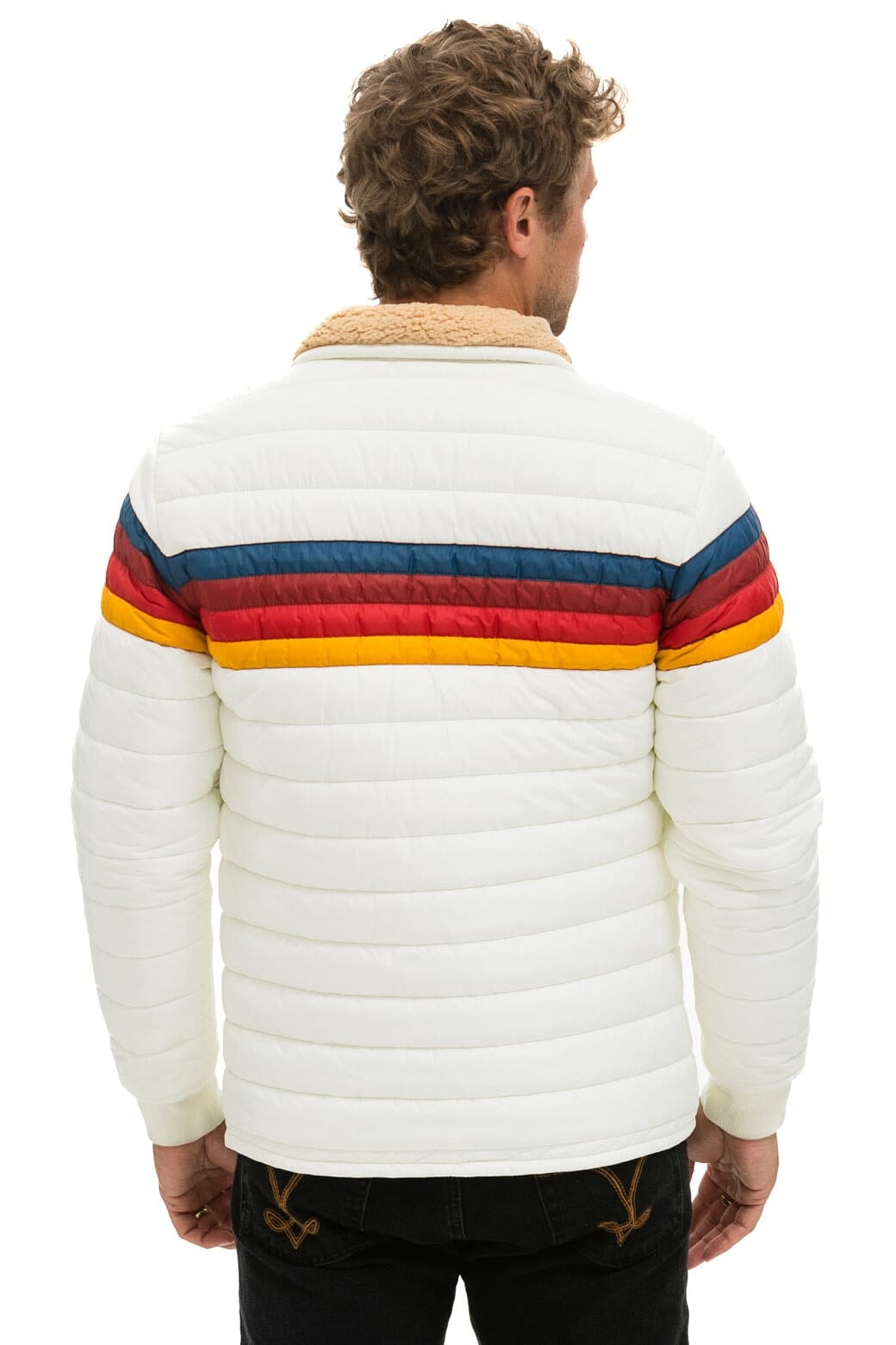 4 STRIPE JACKET - WHITE Men's Outerwear Aviator Nation 