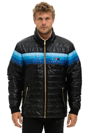 4 STRIPE JACKET -  GLOSSY BLACK // BLUE