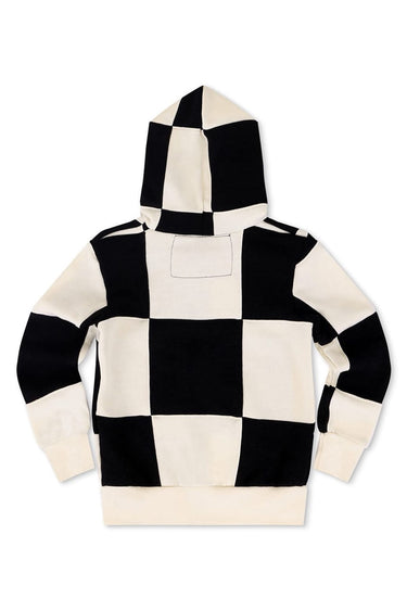KID'S CHECK QUILTED ZIP HOODIE - VINTAGE WHITE // BLACK