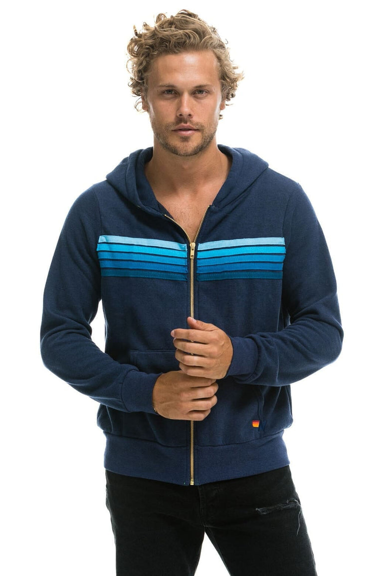 5 STRIPE HOODIE - NAVY // BLUE