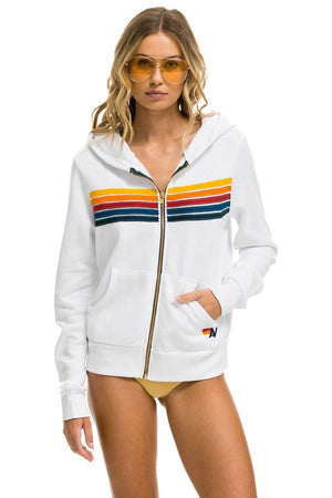 5 STRIPE HOODIE - WHITE