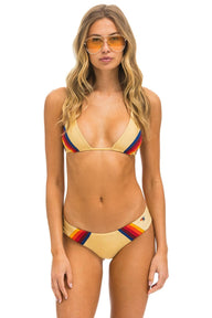 5 STRIPE SCRUNCH BIKINI BOTTOMS - GOLD Swim Aviator Nation 